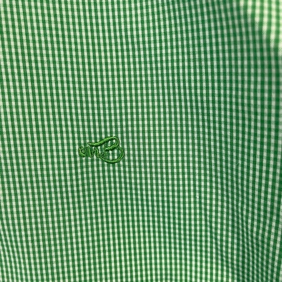 Mauro Boano green white micro check long sleeve button up shirt, sz M, altered - Picture 3 of 6